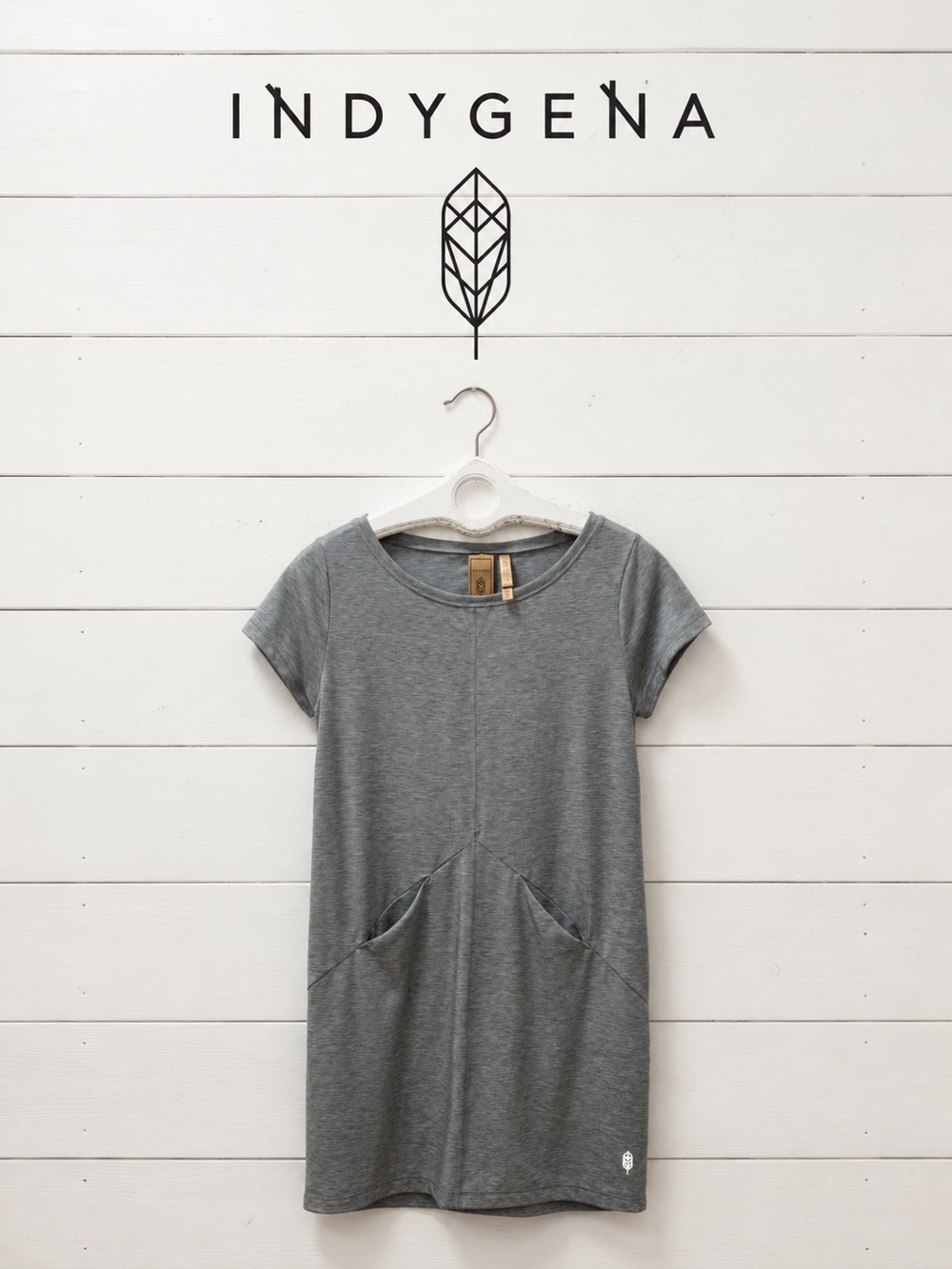 Indygena / Indyeva Grey Short-Sleeve Dress – Size M